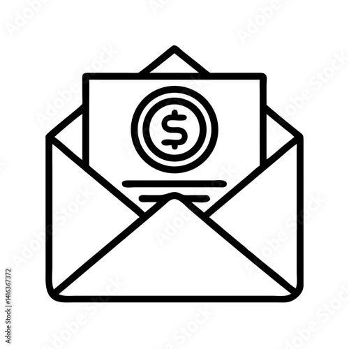 Envelope with Coin Icon Representing Donation and Charitable Contribution