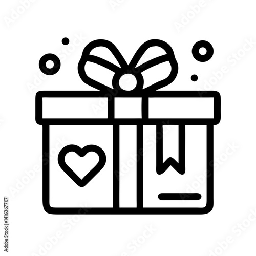 Gift Box with Ribbon Icon Representing Charitable Giving and Donation