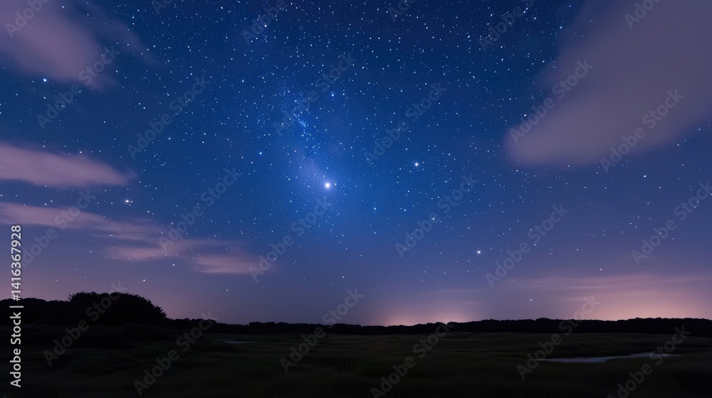 Fototapeta premium Starry night sky over a field