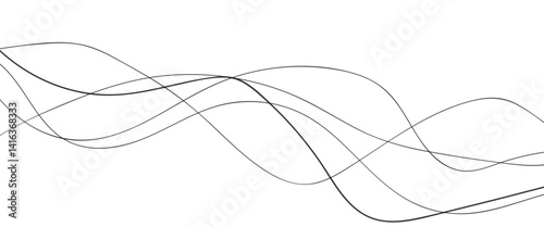 Wallpaper Mural Abstract wavy black and white curved lines.  Torontodigital.ca