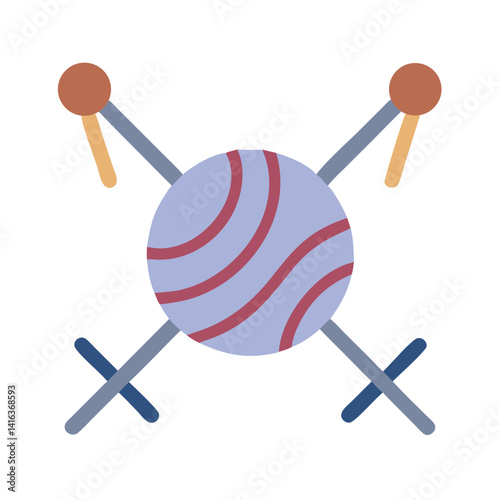 Knitting Needles Icon Representing Hobbies for Crafting and Handmade Creations