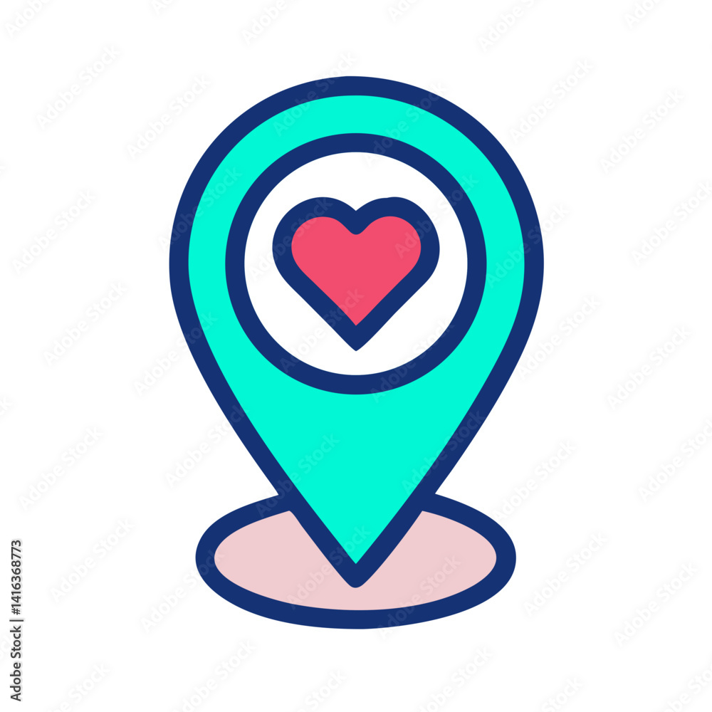 Location Pin with Heart Icon Representing Charity Support and Social Impact Location Pin with Heart Icon Representing Charity Support and Social Impact