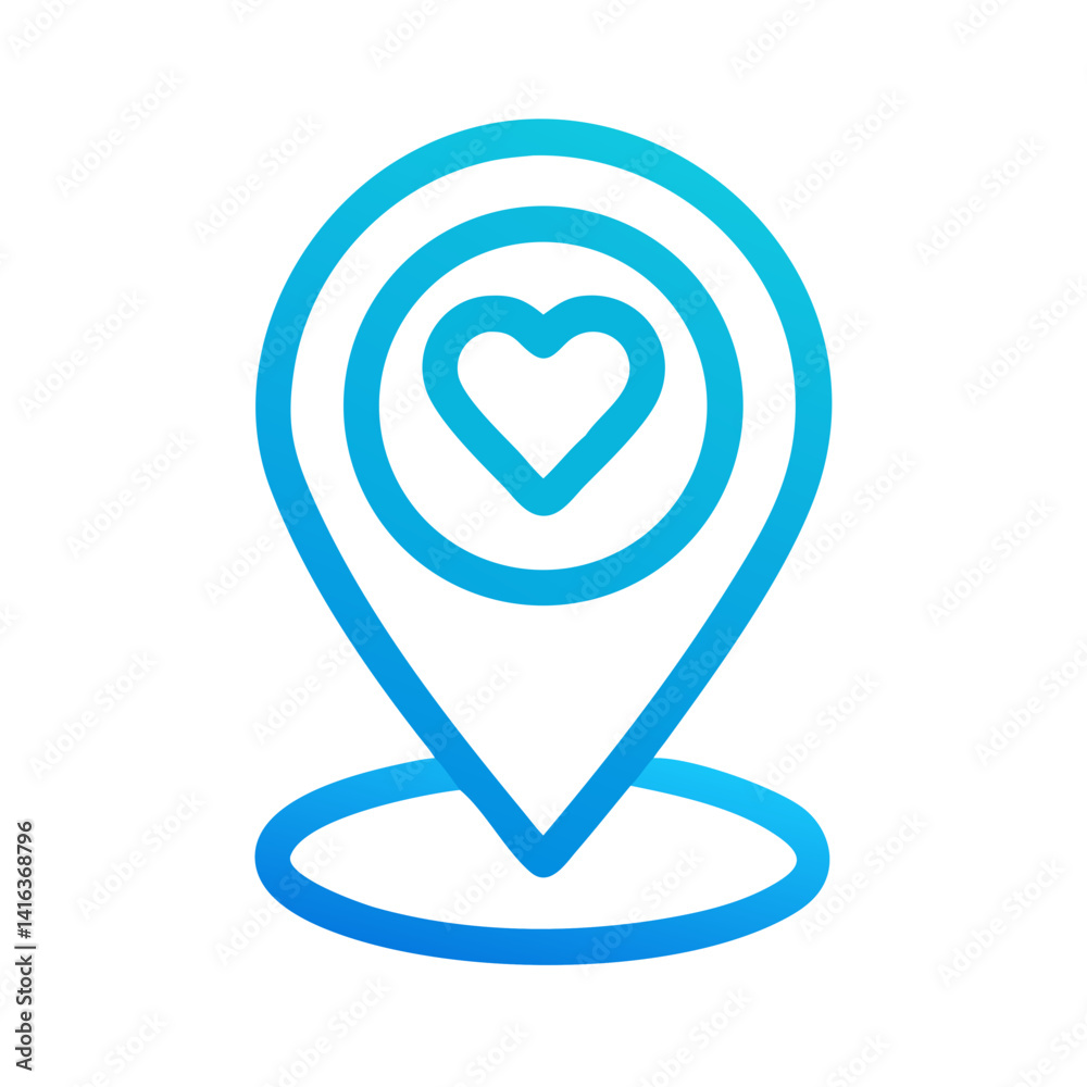 Location Pin with Heart Icon Representing Charity Support and Social Impact Location Pin with Heart Icon Representing Charity Support and Social Impact