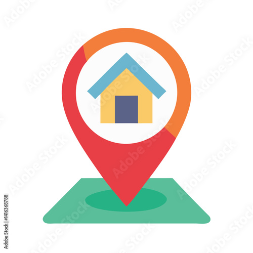 Map Pin with House Icon Representing Local Location and Residential Navigation