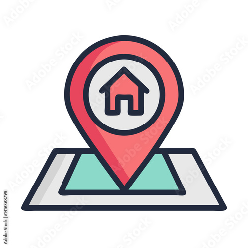 Map Pin with House Icon Representing Local Location and Residential Navigation