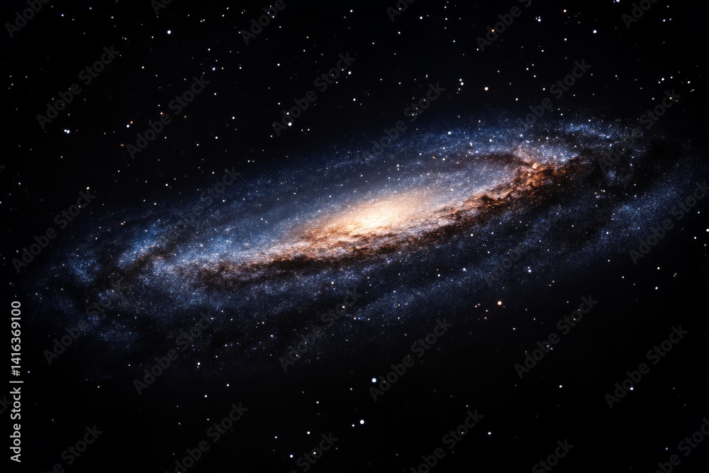 Fototapeta premium Andromeda Galaxy Unveiled: A breathtaking panorama of the Andromeda Galaxy, showcasing the cosmic dance of swirling stars and celestial wonders.