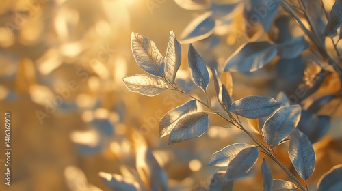 Wallpaper Mural Glistening Leaves Catching Warm Sunlight Golden Hues Nature Backdrop Torontodigital.ca