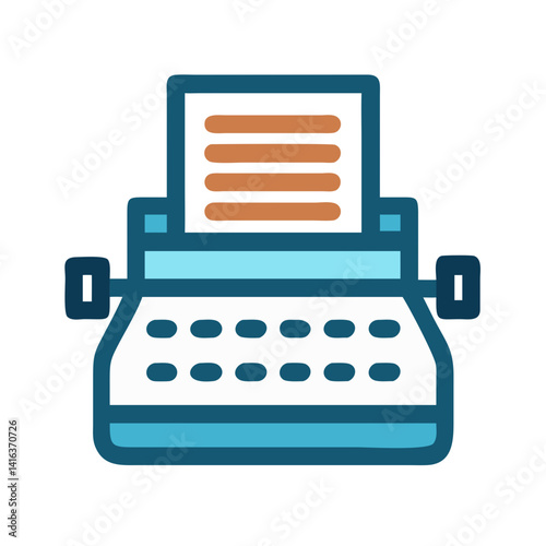 Typewriter Icon Representing Traditional Writing and Vintage Office Equipment