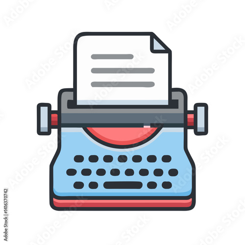 Typewriter Icon Representing Traditional Writing and Vintage Office Equipment