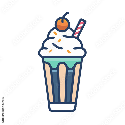 Whipped Topping Drink Icon Representing Sweet Dessert Beverage