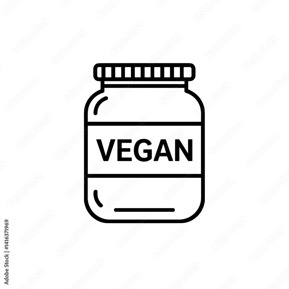 Vegan Jar Icon in Minimalist Style Design Vegan Jar Icon in Minimalist Style Design