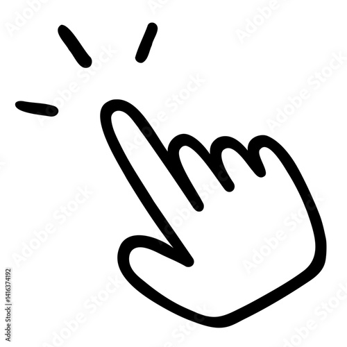 手描き風のシンプルな白黒指差しイラストアイコン simple pointing finger cursol icon