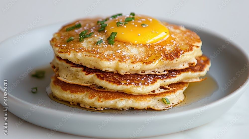 Golden brown fluffy pancakes with melting butter perfect for breakfast or brunch Golden brown fluffy pancakes with melting butter perfect for breakfast or brunch