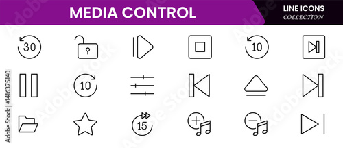 Media Control Icons Pack. A program, movie, and other visual media product featuring moving images