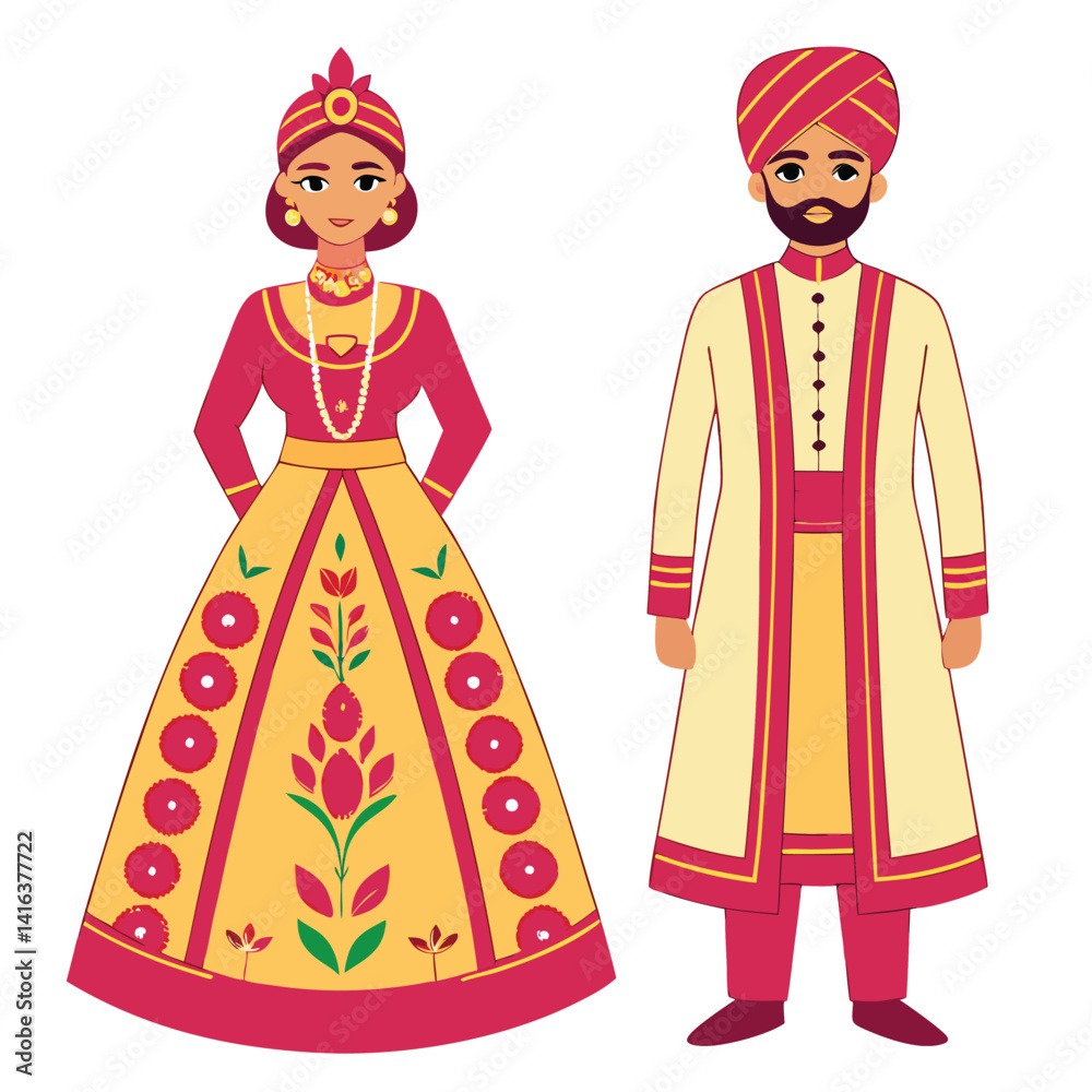 Royal Indian Wedding Couple Portrait – Elegant Vector Art for Wedding Invitations
Royal Indian Wedding Couple Portrait – Elegant Vector Art for Wedding Invitations