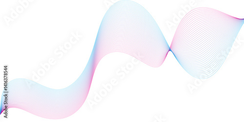 Abstract blue wave background pink ribbon isolated on white