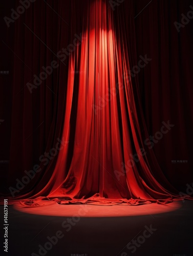 Wallpaper Mural Elegant Red Fabric with Spotlight Glow – Minimalist Theater Stage Background Torontodigital.ca