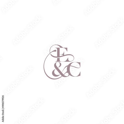 bold serif initial calligraphy EC elegant and luxury concept wedding concept monogram letter