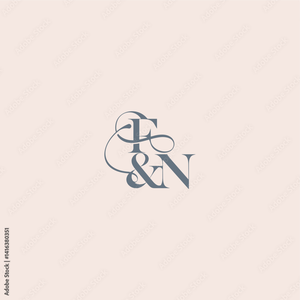 bold serif initial calligraphy FN elegant and luxury concept wedding concept monogram letter bold serif initial calligraphy FN elegant and luxury concept wedding concept monogram letter