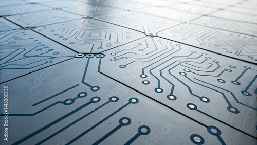 Abstract patterns resembling interconnected nodes and circuits.