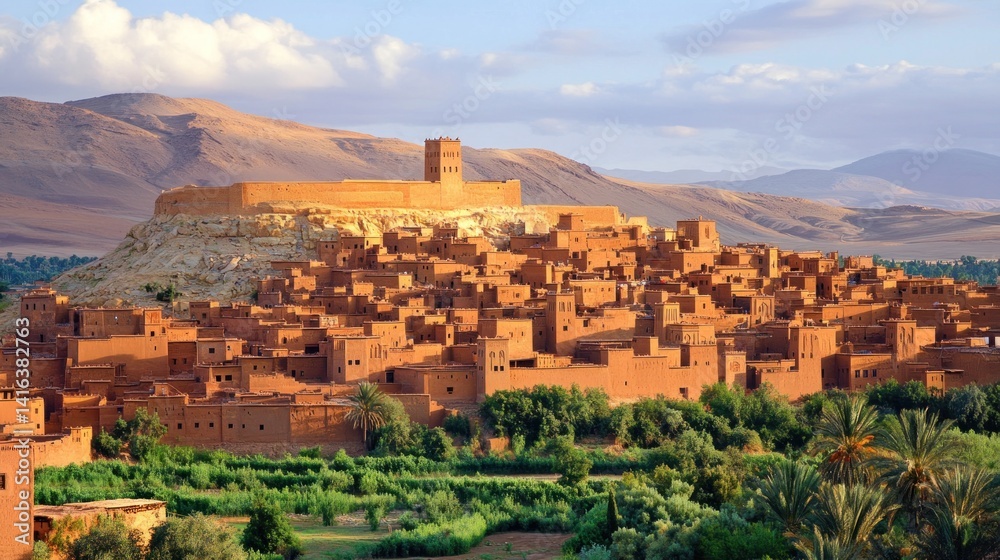 Obraz premium Arid city nestled in Moroccan mountains