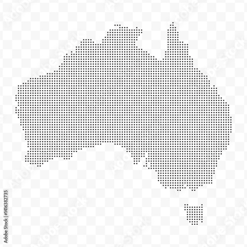 Vector Illustration of Dotted Map of Australia in black on Transparent Background (PNG). Dotted black map template for website pattern, annual report, infographics.