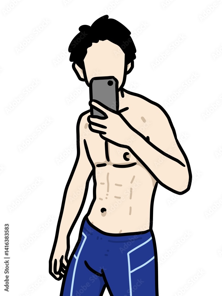 Fototapeta premium cute man cartoon on white background