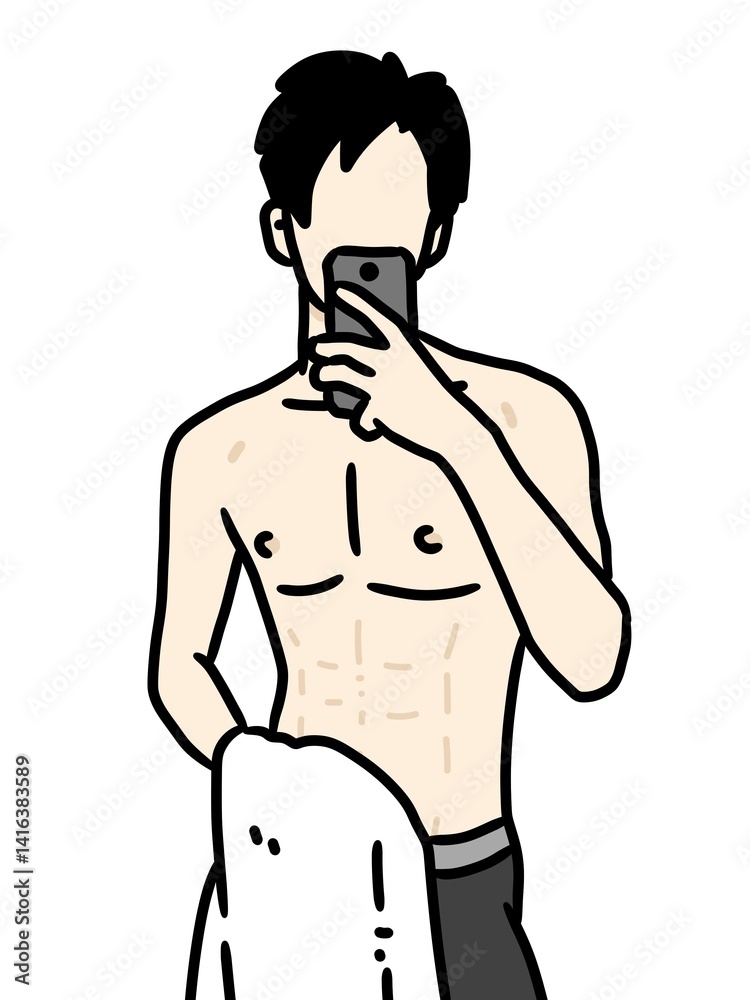 Fototapeta premium cute man cartoon on white background