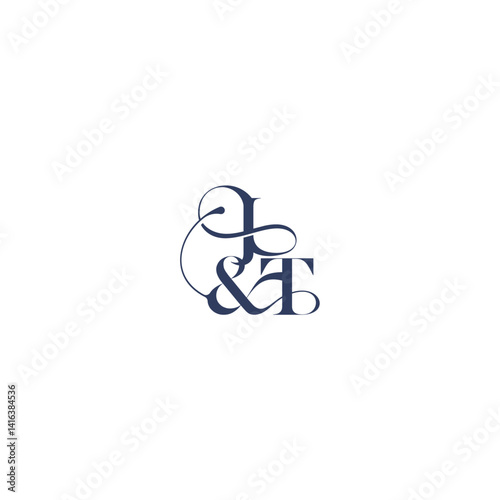 bold serif initial calligraphy wedding concept monogram letter elegant and luxury concept JT