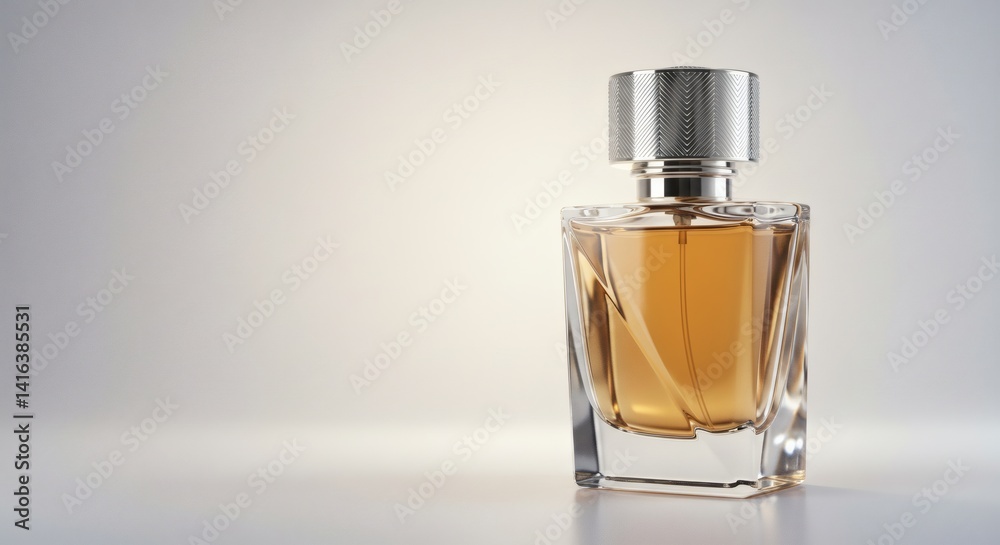 Perfume bottle with silver cap mockup isolated on white background - product commercial photography Perfume bottle with silver cap mockup isolated on white background - product commercial photography
