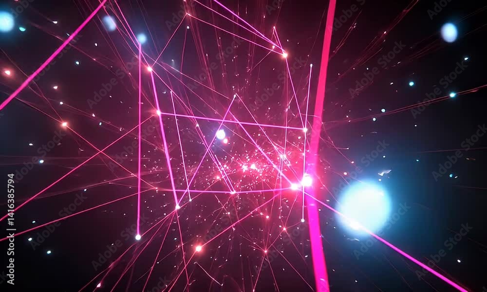 Abstract network of glowing lines and points. Abstract network of glowing lines and points.