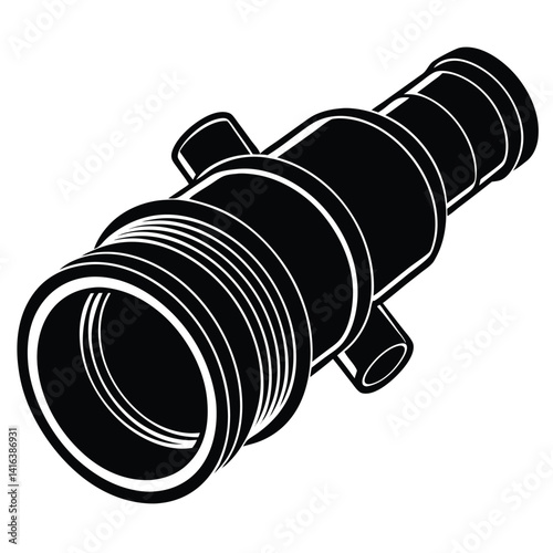 Isolated Firefighter Fire Hose Nozzle Coupling on White Background