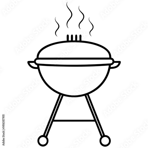 Line art vector silhouette of a barbecue grill,