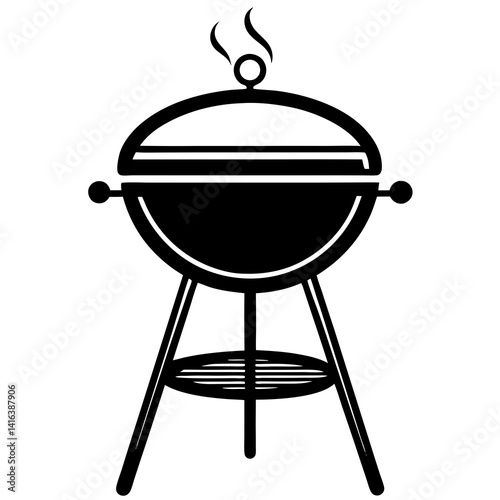 Line art vector silhouette of a barbecue grill,