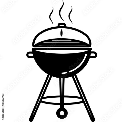 Line art vector silhouette of a barbecue grill,