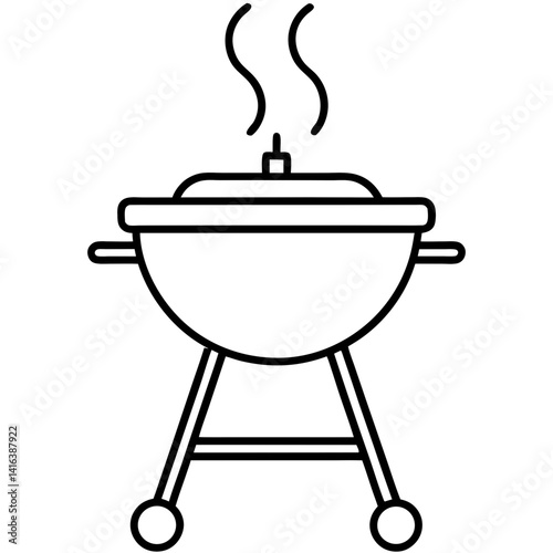 Line art vector silhouette of a barbecue grill,