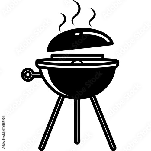 Line art vector silhouette of a barbecue grill,
