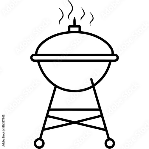 Line art vector silhouette of a barbecue grill,