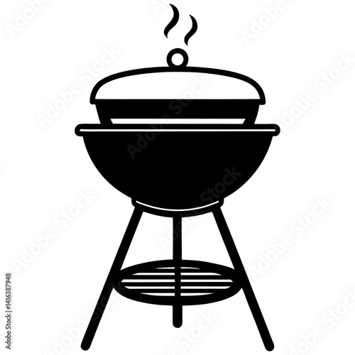 Line art vector silhouette of a barbecue grill,