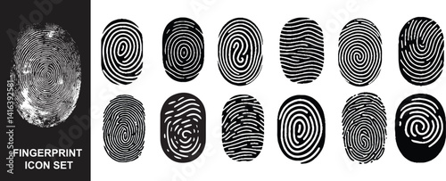 Digital fingerprint, finger print fingerprint lock secure security vector icon. Fingerprint set. Security system for use vector eps