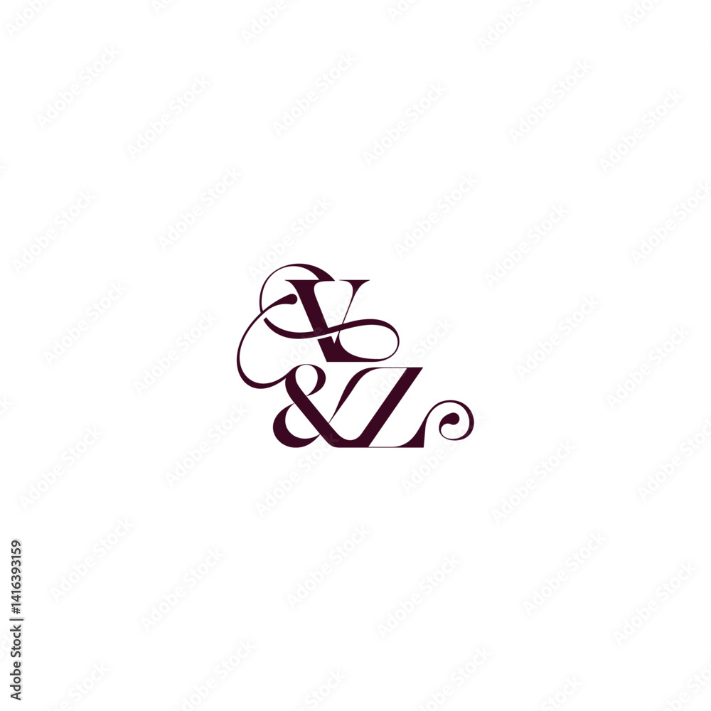 Obraz premium elegant and luxury concept VZ wedding concept monogram letter bold serif initial calligraphy