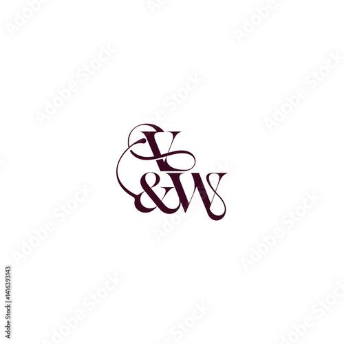 elegant and luxury concept VW wedding concept monogram letter bold serif initial calligraphy