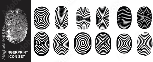 Collection of 12 fingerprints icon.