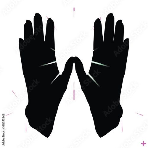 Two hands raised high in a gesture of celebration or victory against a transparent background