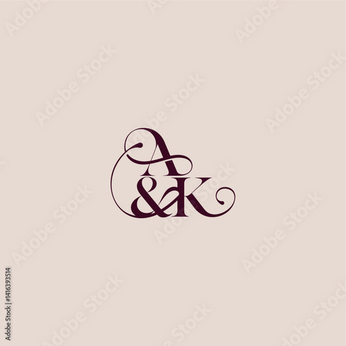 wedding concept monogram elegant and luxury concept AK bold serif initial calligraphy letter