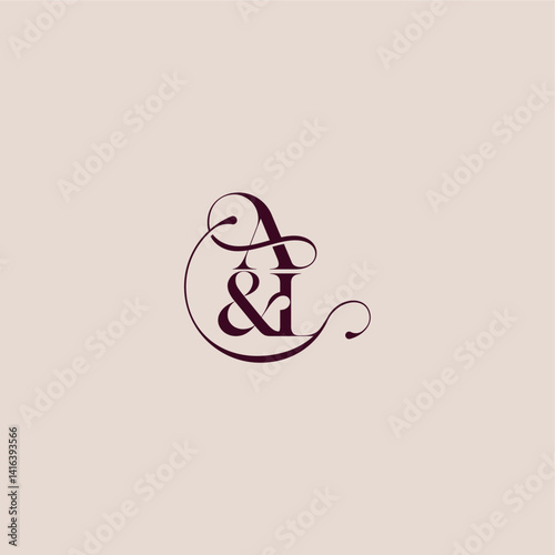 wedding concept monogram elegant and luxury concept AL bold serif initial calligraphy letter