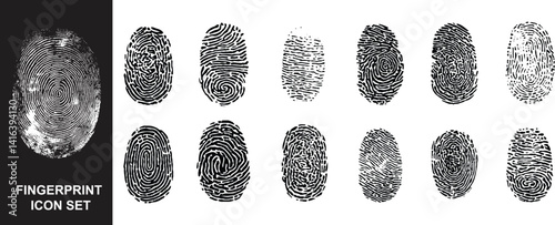 Collection of 12 fingerprints icon.