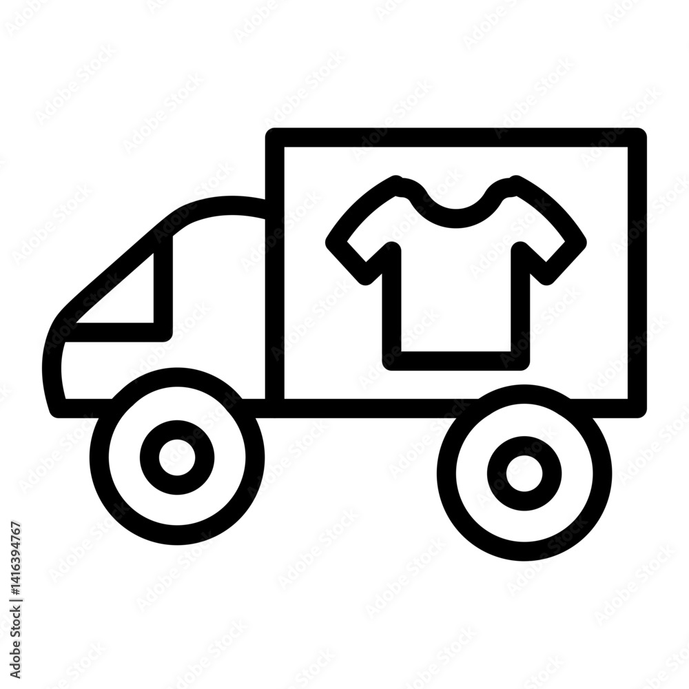 Laundry Service Truck Vector Line Icon Design Laundry Service Truck Vector Line Icon Design
