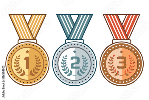 Gold Silver Bronze Medals Award Winning Achievement Success Celebration