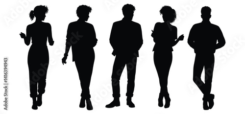  80s dancing people set silhouettes with a white background